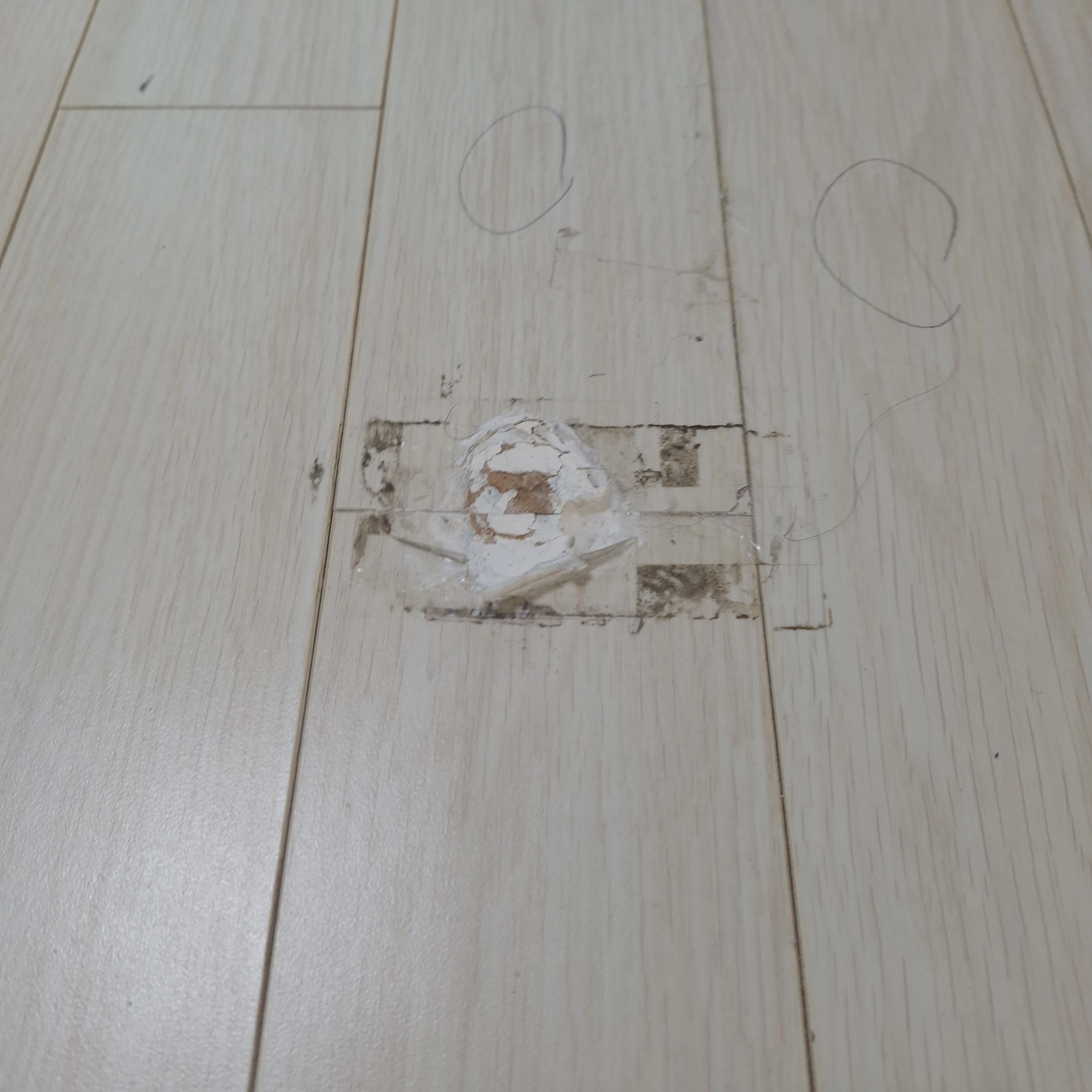 변색 마루 철거 작업